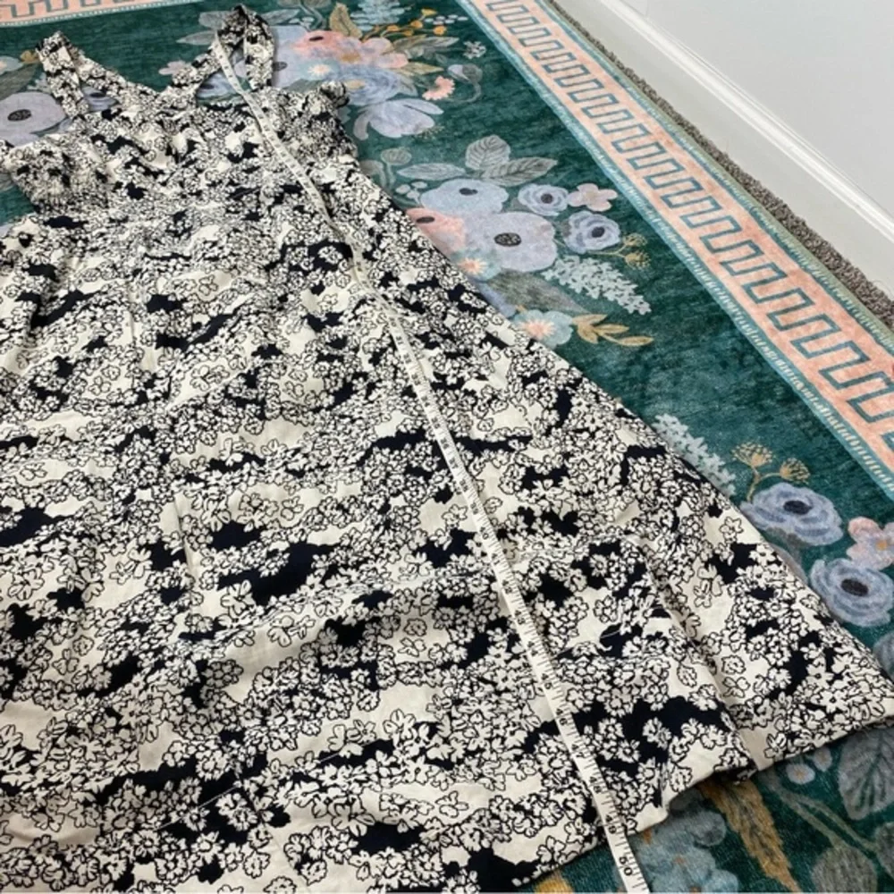 NWT Anthropologie Smocked Floral Cut Out Midi Dress White & Black Large - Picture 15 of 15